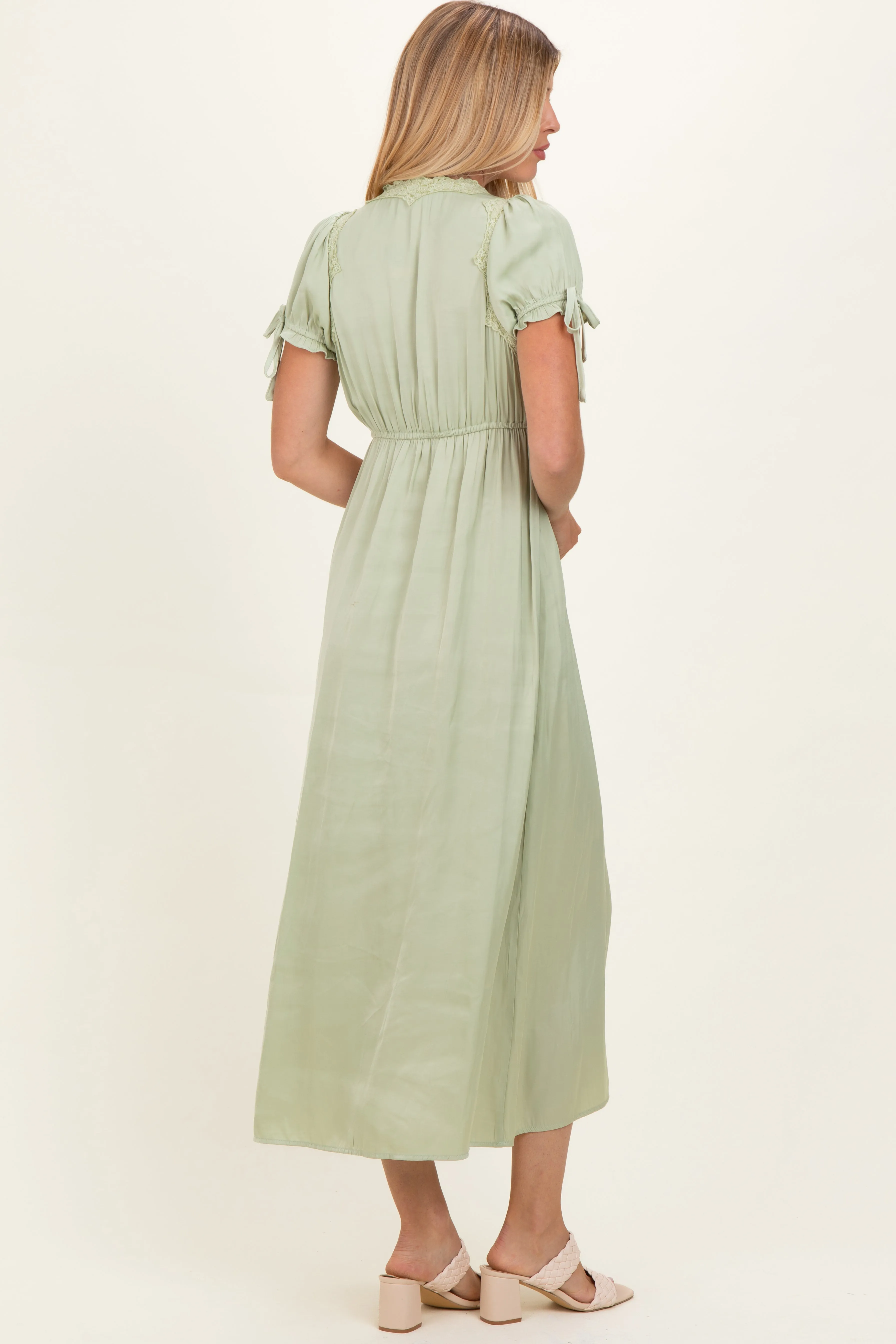 Sage Satin Lace Detail Maxi Dress sold by Pinkblush product image thumbnail 4