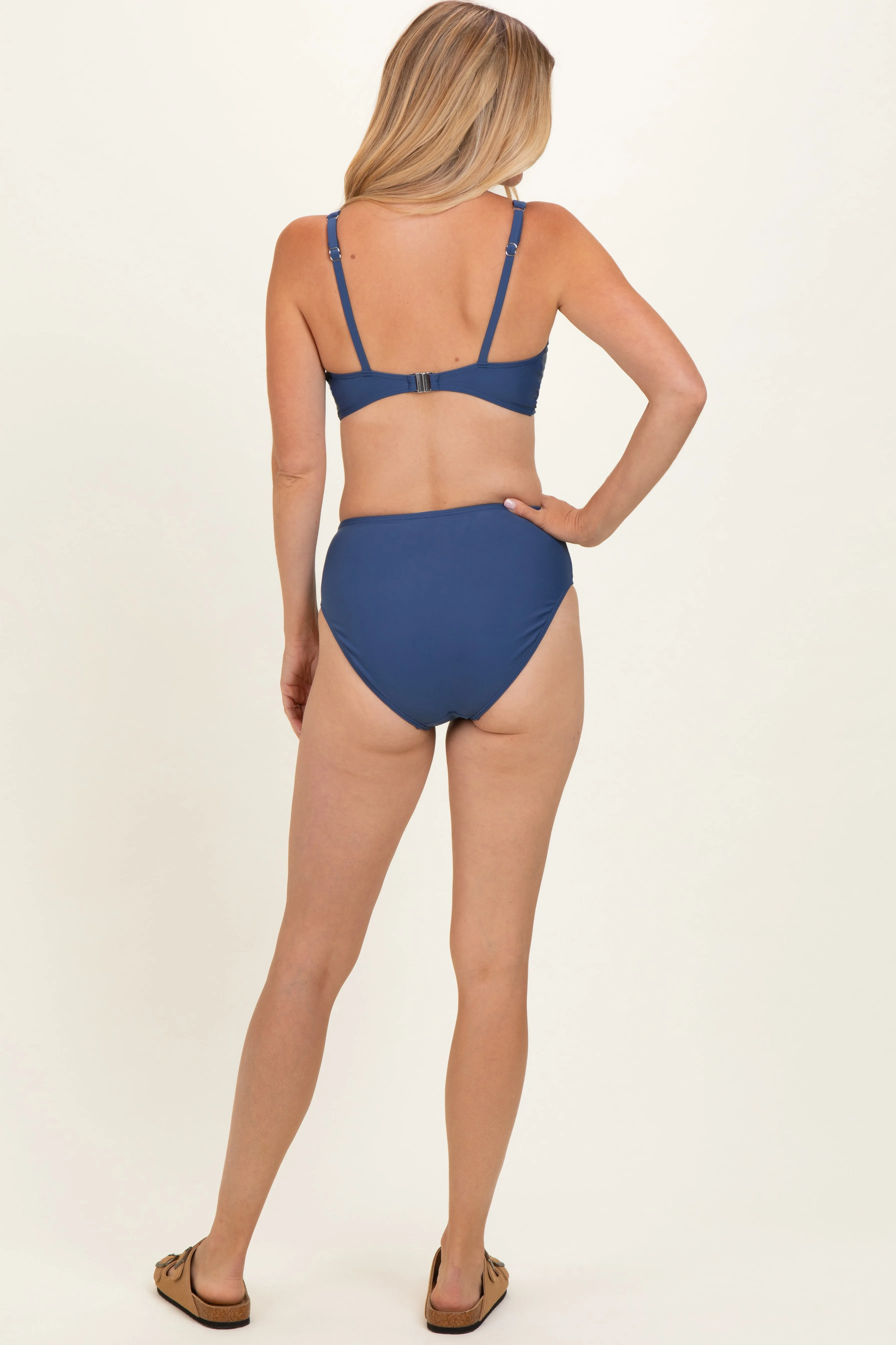 Blue Gray Twist Front V-Neck Bikini Set sold by Pinkblush product image thumbnail 4