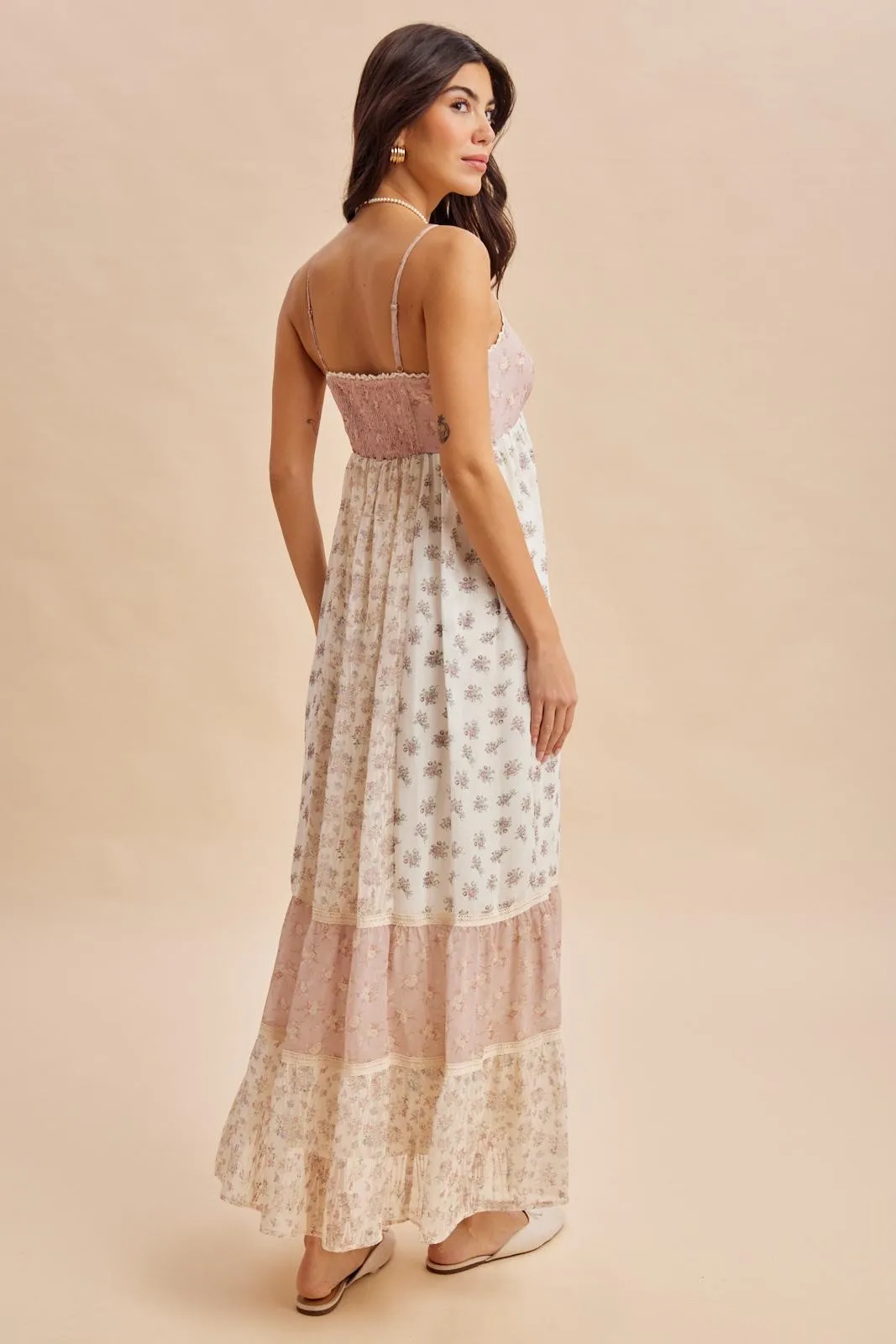 Vintage Pink Mixed Floral Maxi Dress sold by Pinkblush product image thumbnail 4