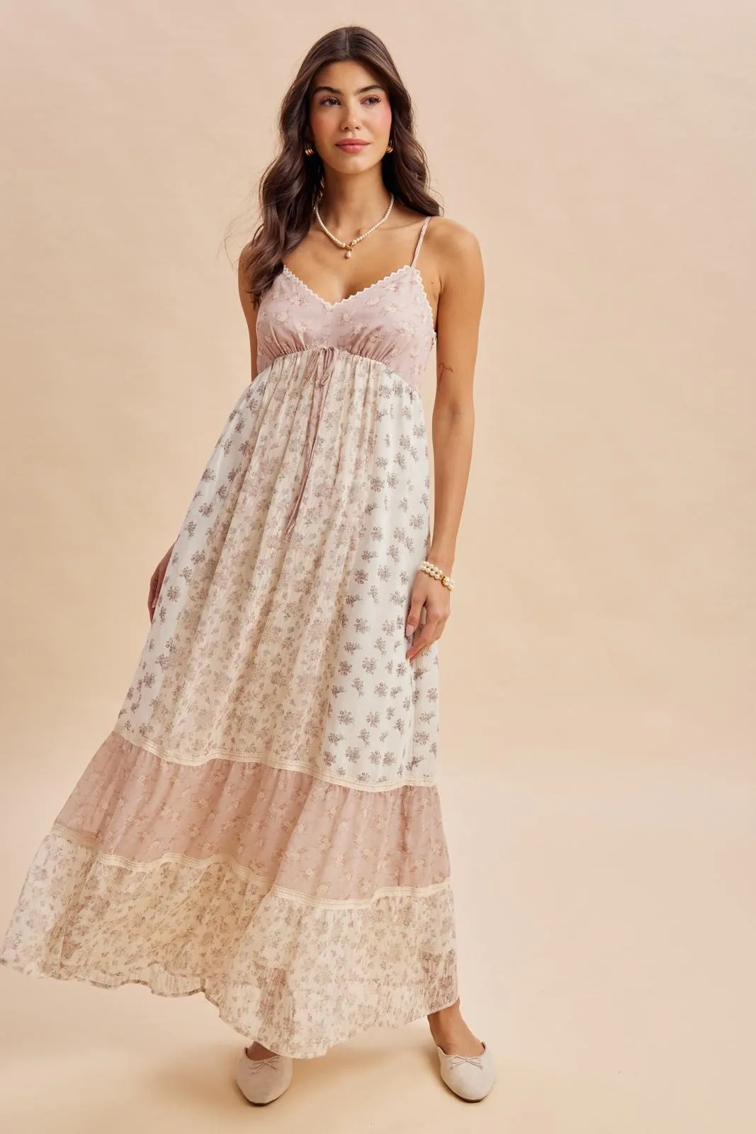 Vintage Pink Mixed Floral Maxi Dress sold by Pinkblush product image thumbnail 2