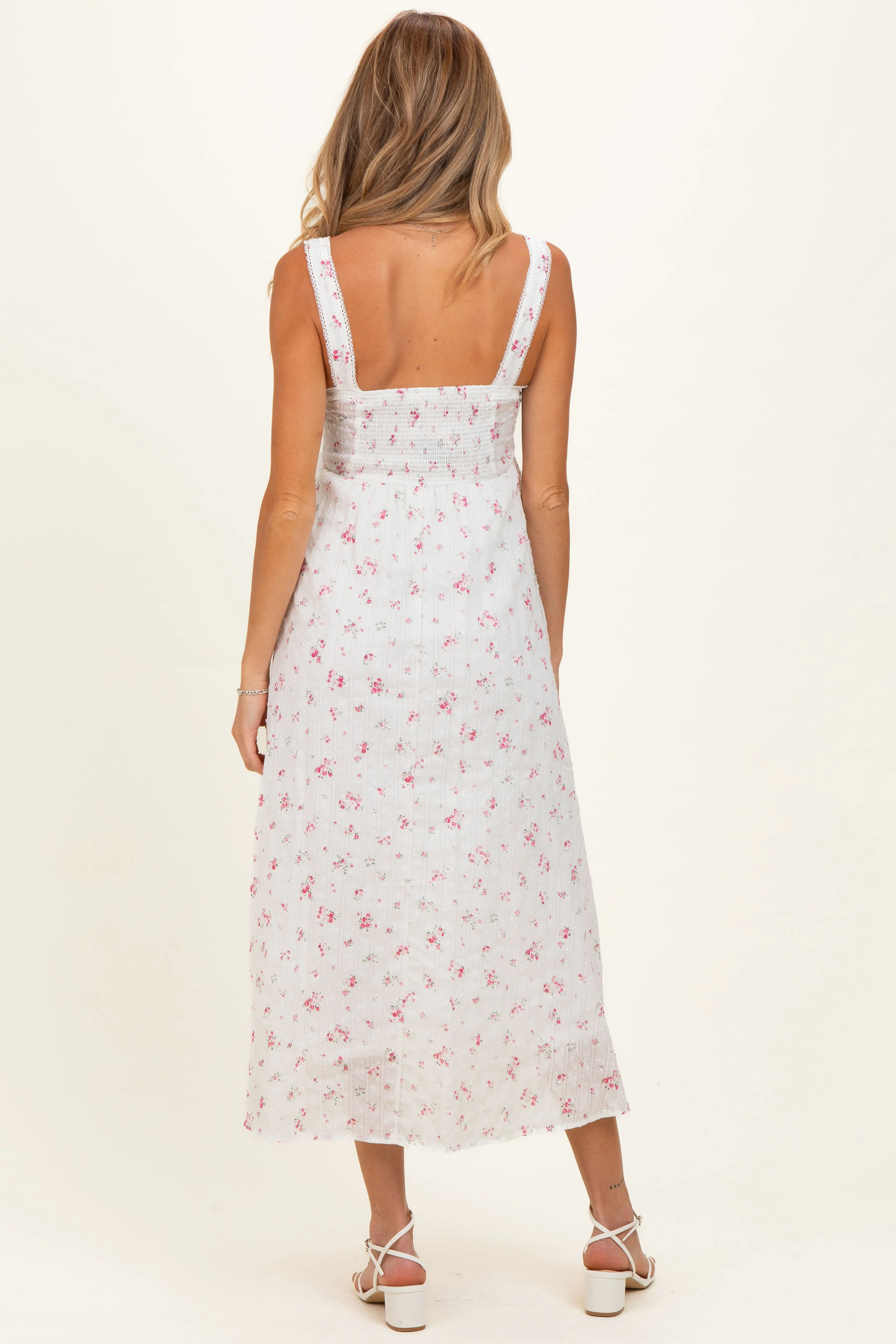 Pink Floral Lace Accent Sleeveless Maternity Maxi Dress sold by Pinkblush product image thumbnail 3