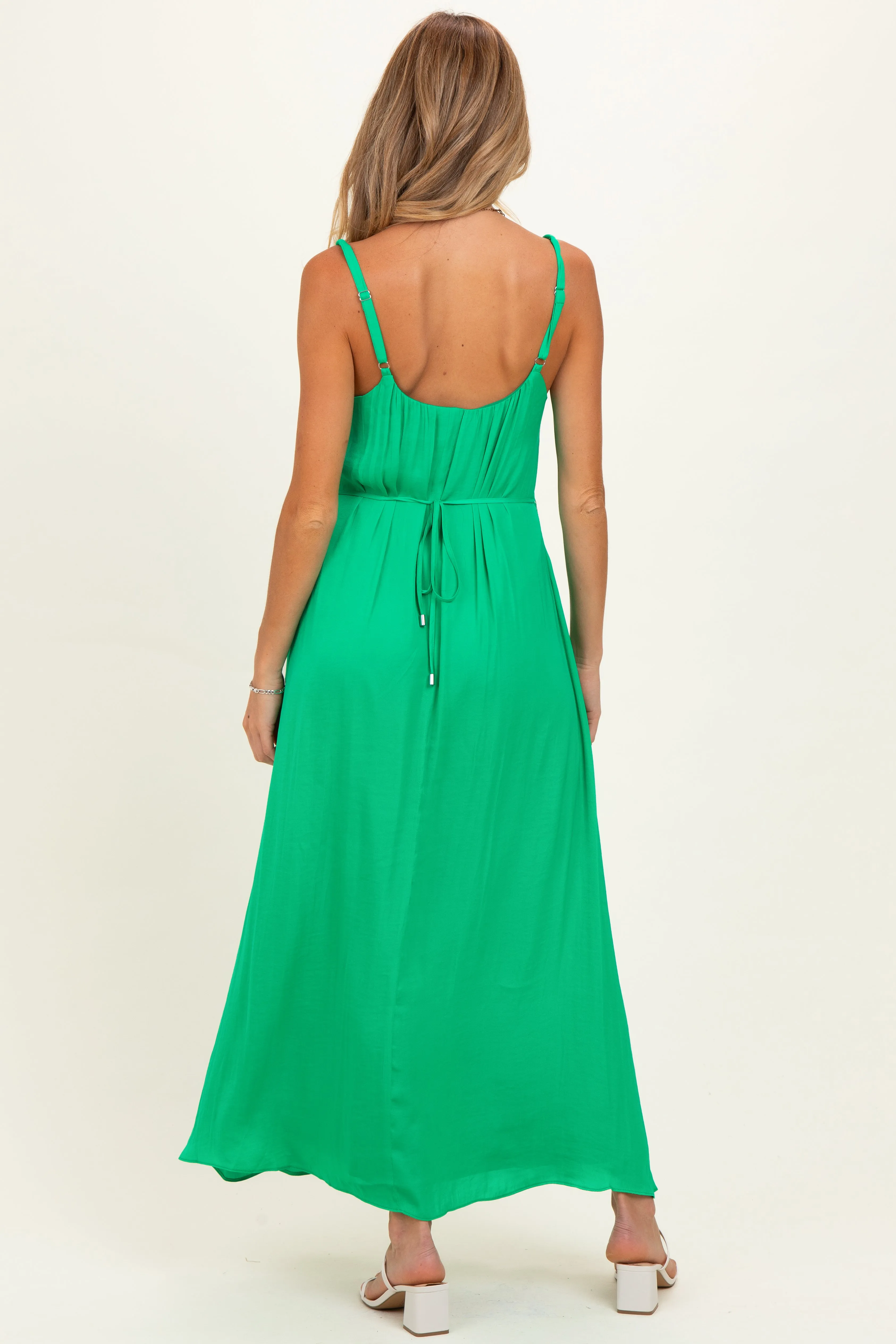 Green Sleeveless Flower Belt Maxi Dress sold by Pinkblush product image thumbnail 3