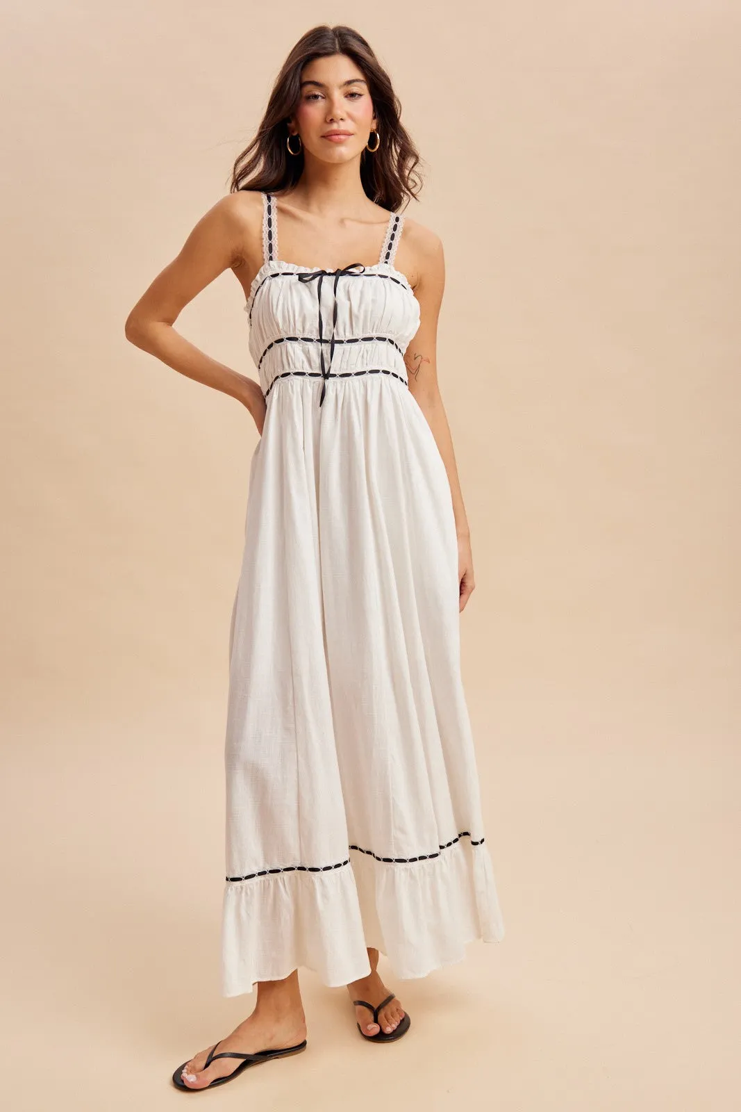 Off-White Lace Ribbon Detail Maternity Maxi Dress sold by Pinkblush product image thumbnail 4