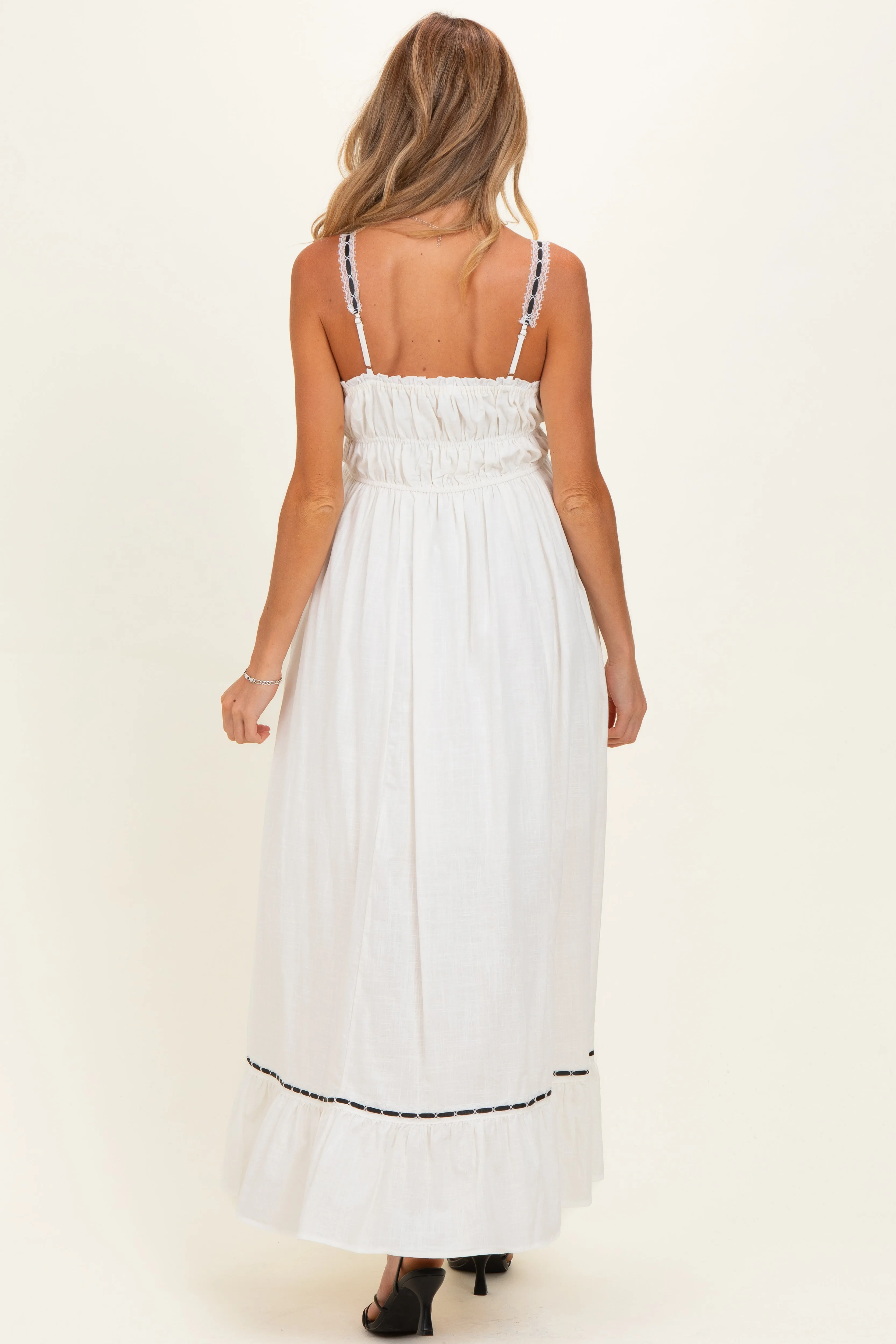 Off-White Lace Ribbon Detail Maternity Maxi Dress sold by Pinkblush product image thumbnail 3