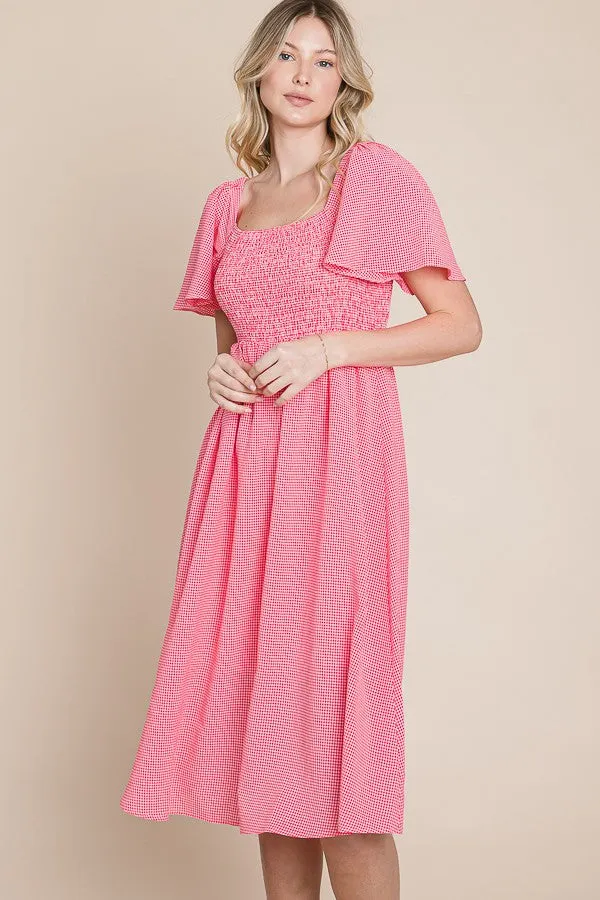 Red Gingham Smocked Midi Dress sold by Pinkblush product image thumbnail 2