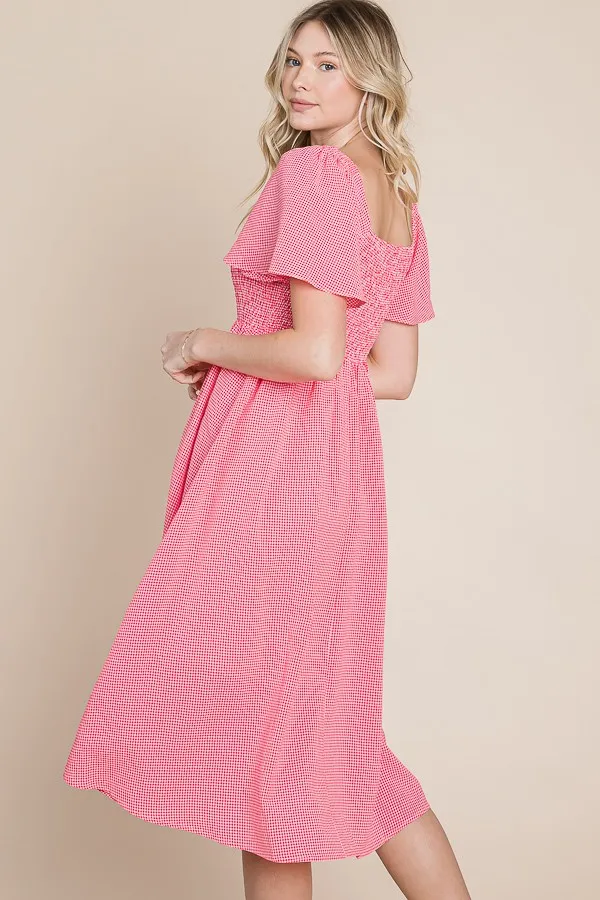 Red Gingham Smocked Midi Dress sold by Pinkblush product image thumbnail 3