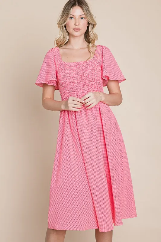 Red Gingham Smocked Midi Dress made by Pinkblush