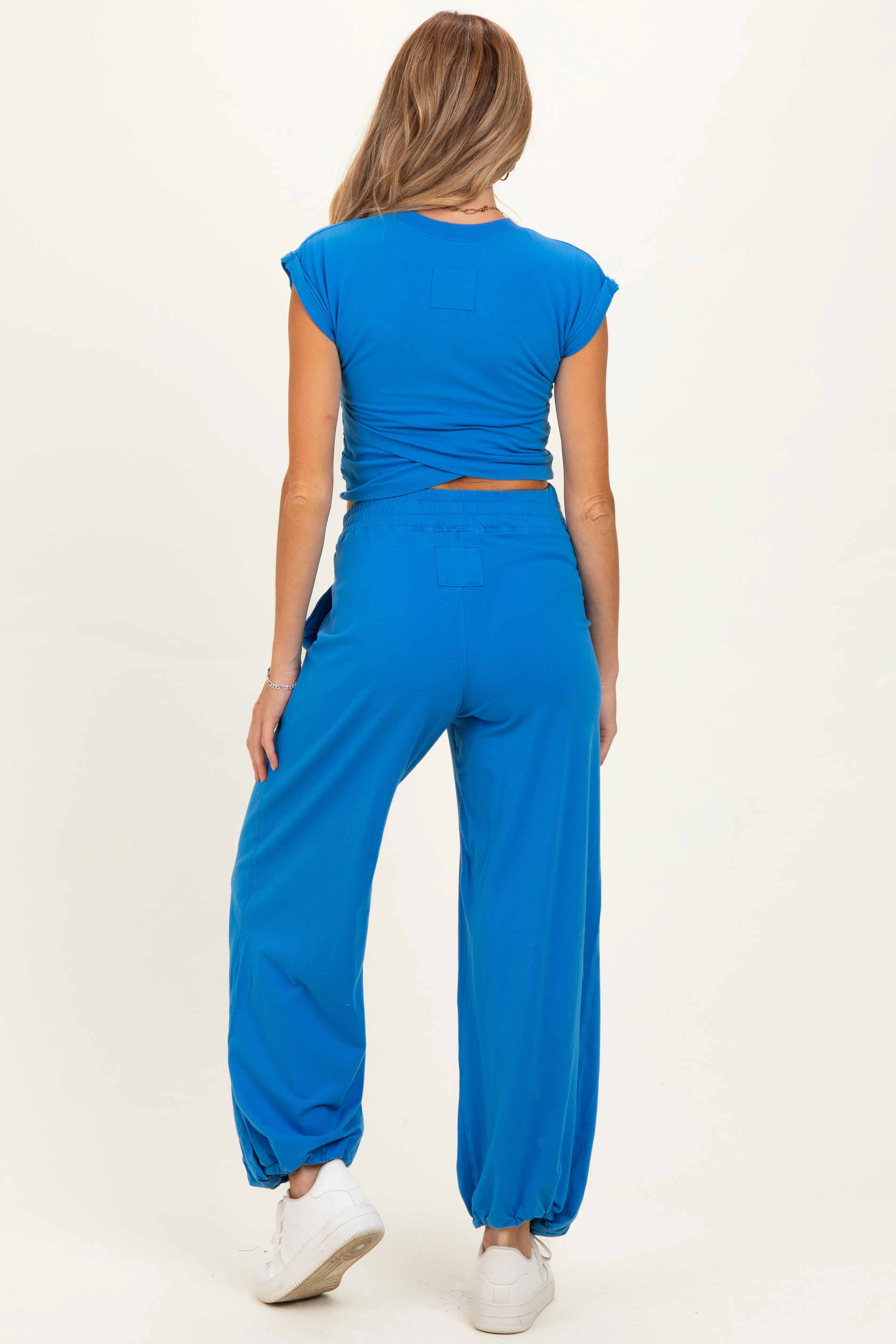 Royal Blue Cropped Tank Pant Maternity Set sold by Pinkblush product image thumbnail 2