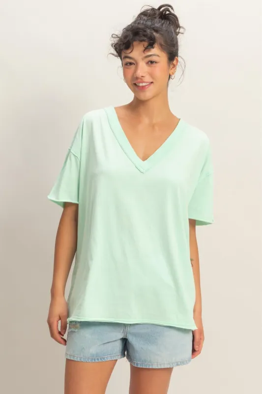 Mint Washed V-Neck Oversized Tee made by HYFVE
