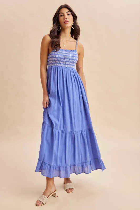 Capri Embroidered Smocked Maxi Dress made by Inloom