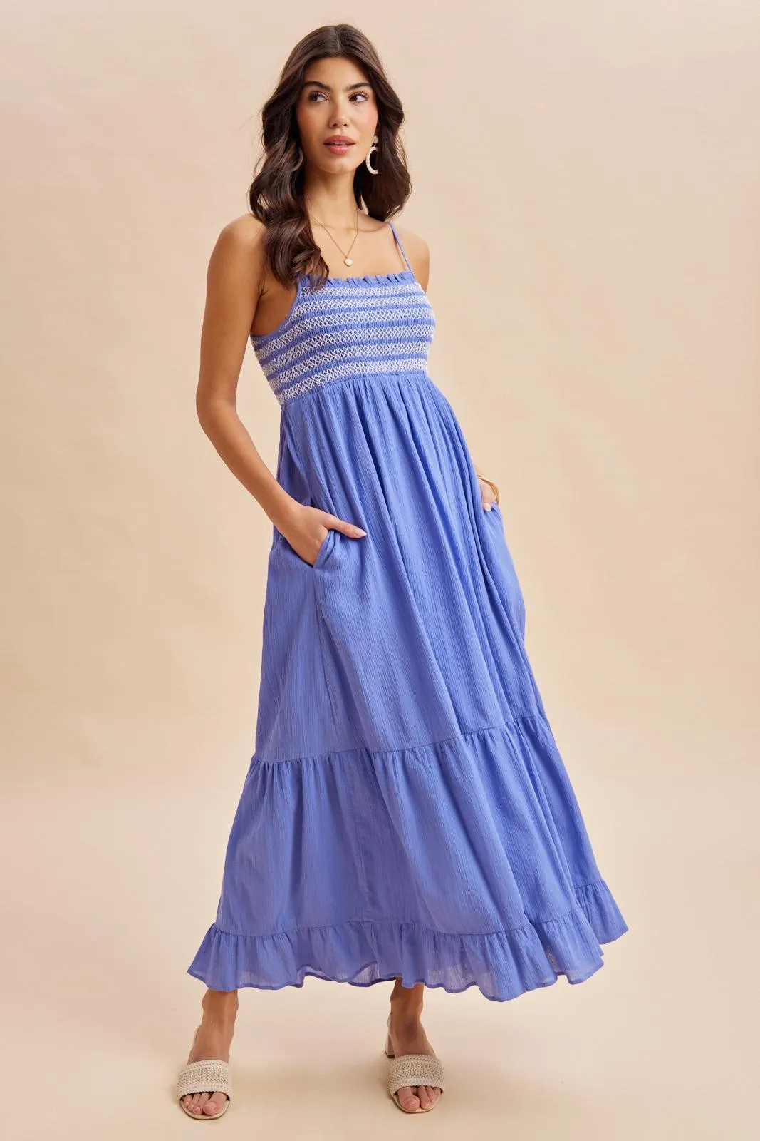 Capri Embroidered Smocked Maxi Dress sold by Pinkblush product image thumbnail 2