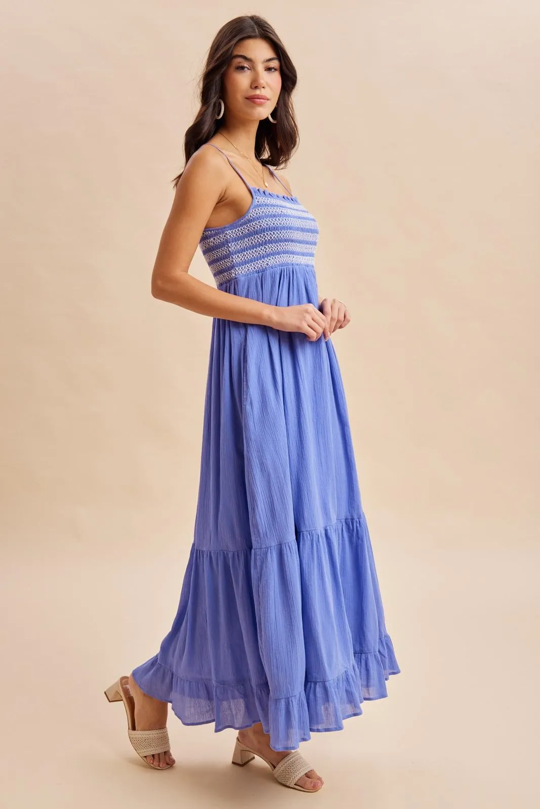 Capri Embroidered Smocked Maxi Dress sold by Pinkblush product image thumbnail 3
