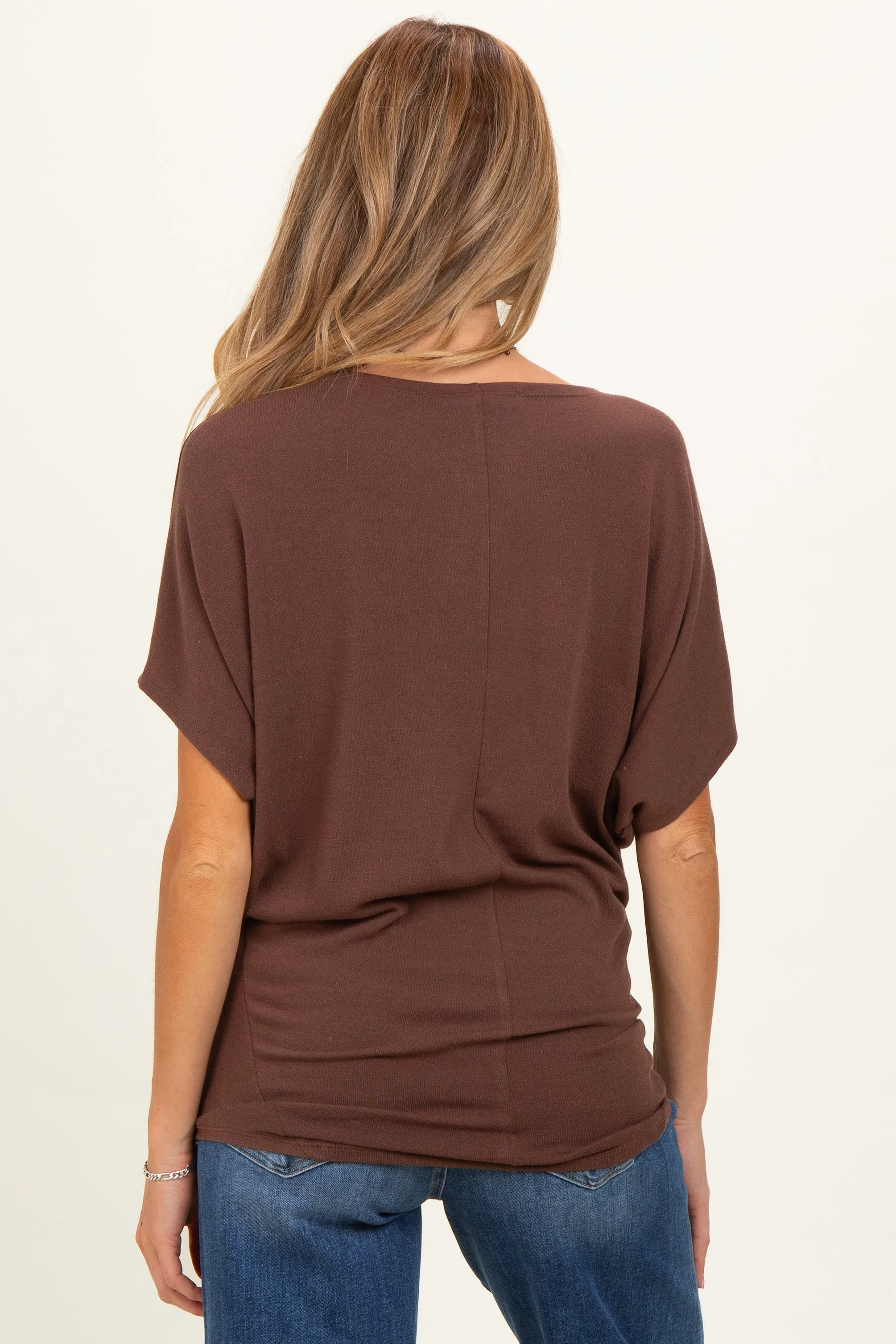 Brown Dolman Sleeve Boat Neck Maternity Top sold by Pinkblush product image thumbnail 4