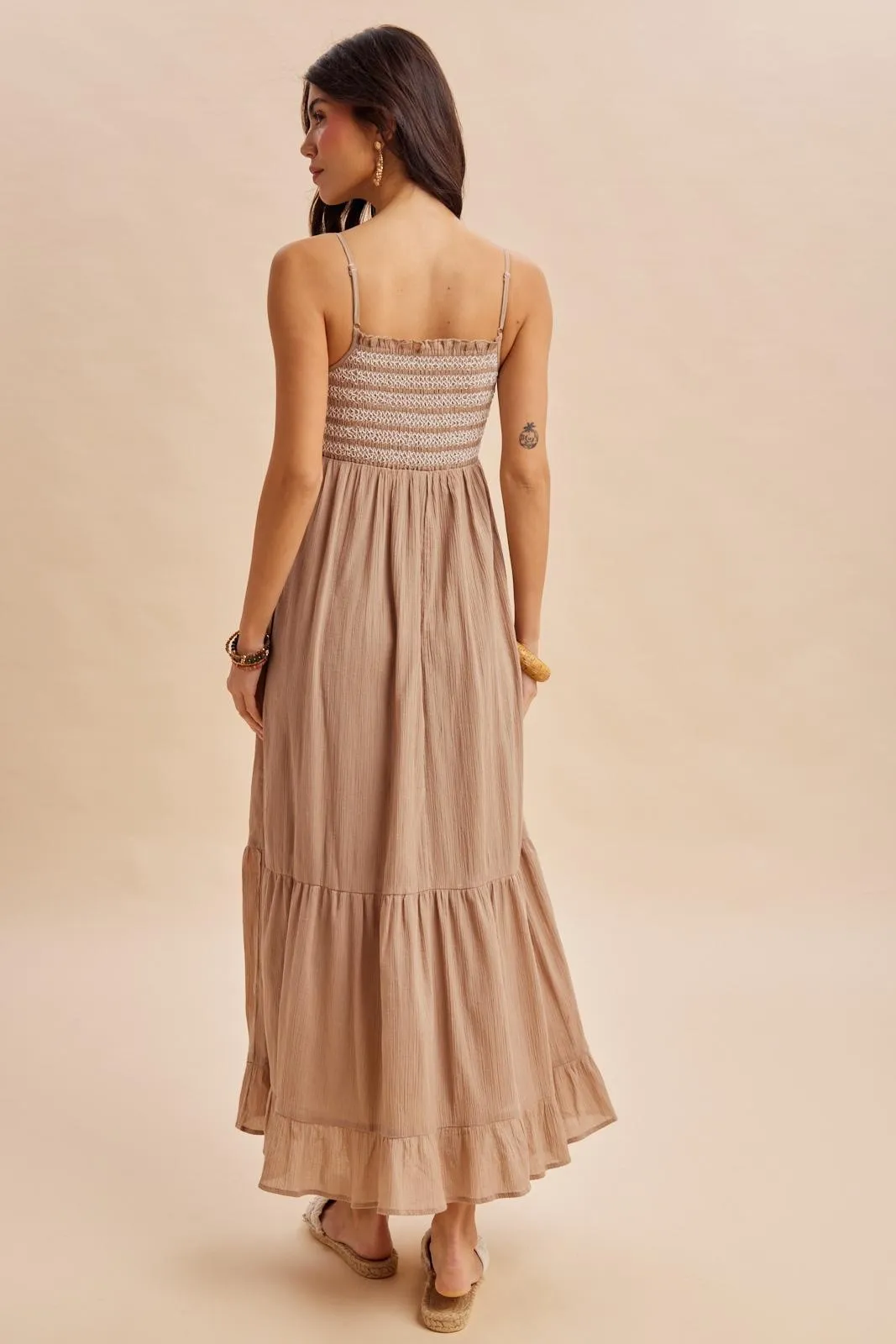 Beach Sand Embroidered Smocked Maxi Dress sold by Pinkblush product image thumbnail 3