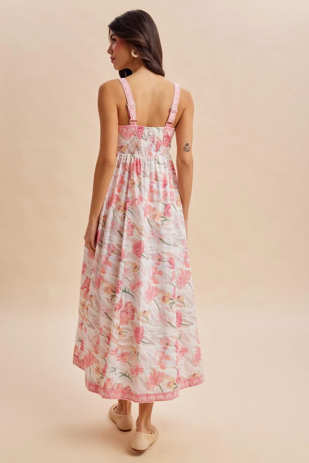 Coral Pink Floral Embroidered Maxi Dress sold by Pinkblush product image thumbnail 4