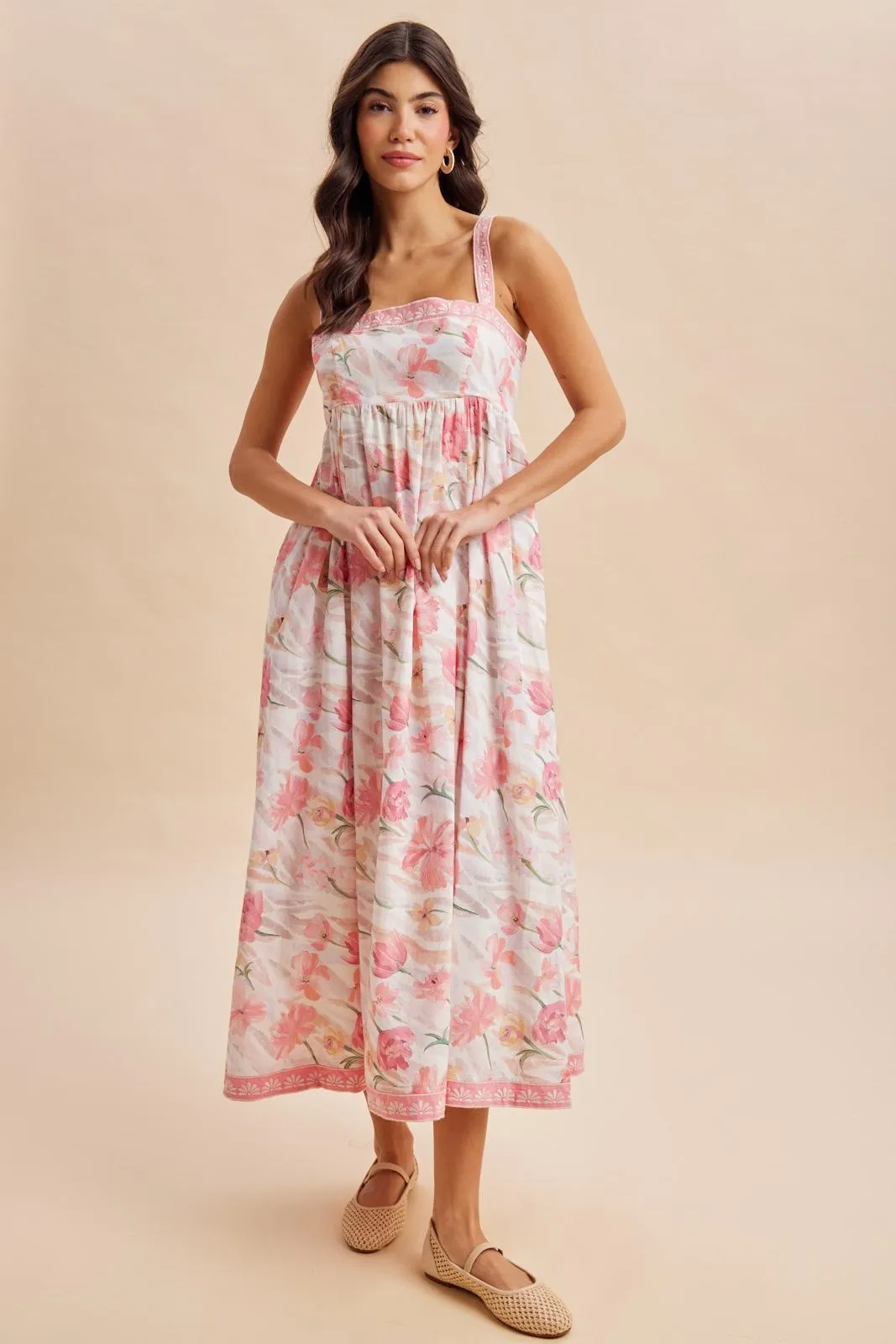 Coral Pink Floral Embroidered Maxi Dress sold by Pinkblush product image thumbnail 2