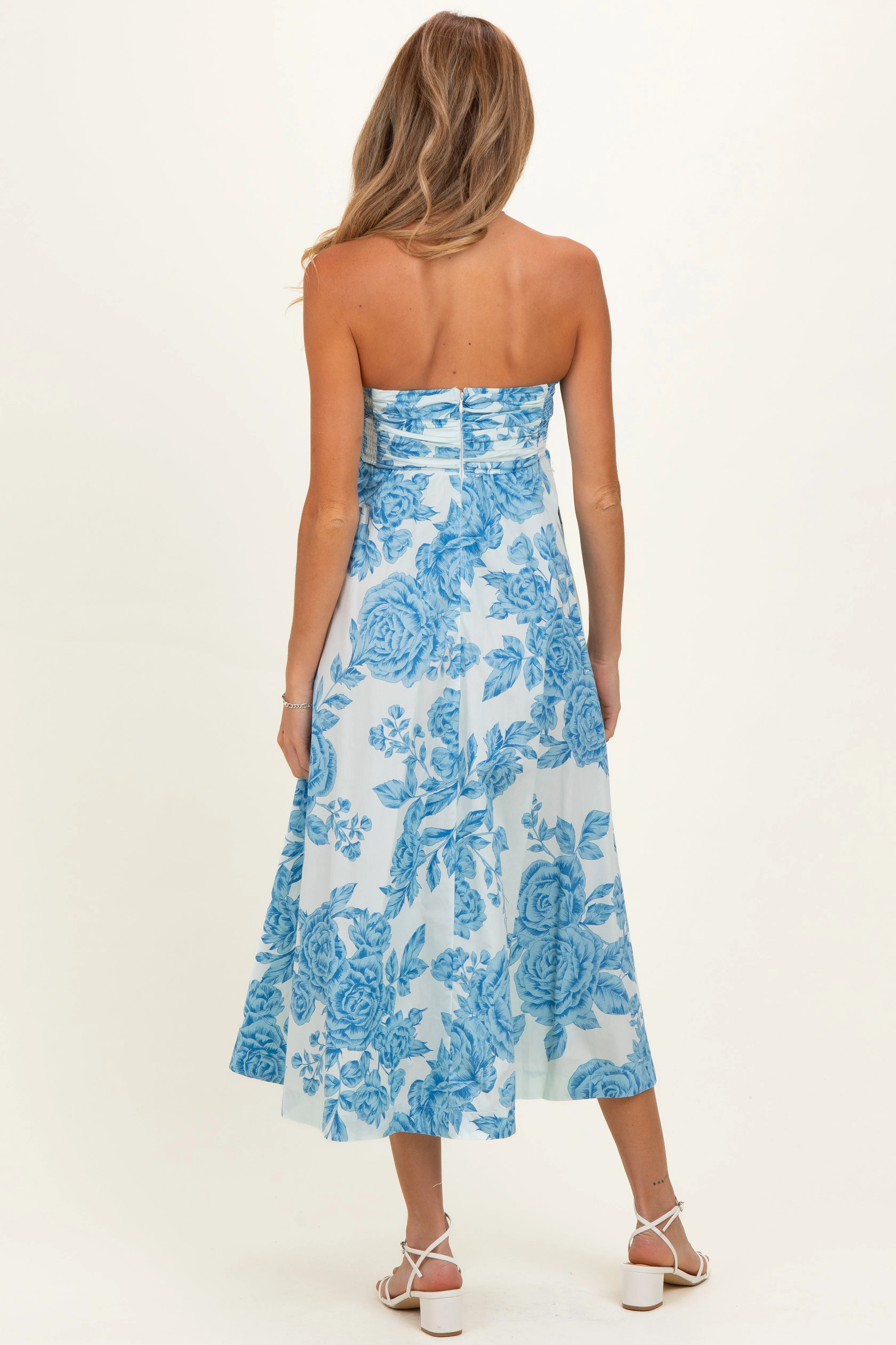Blue Blossom Print Strapless Maternity Maxi Dress sold by Pinkblush product image thumbnail 3