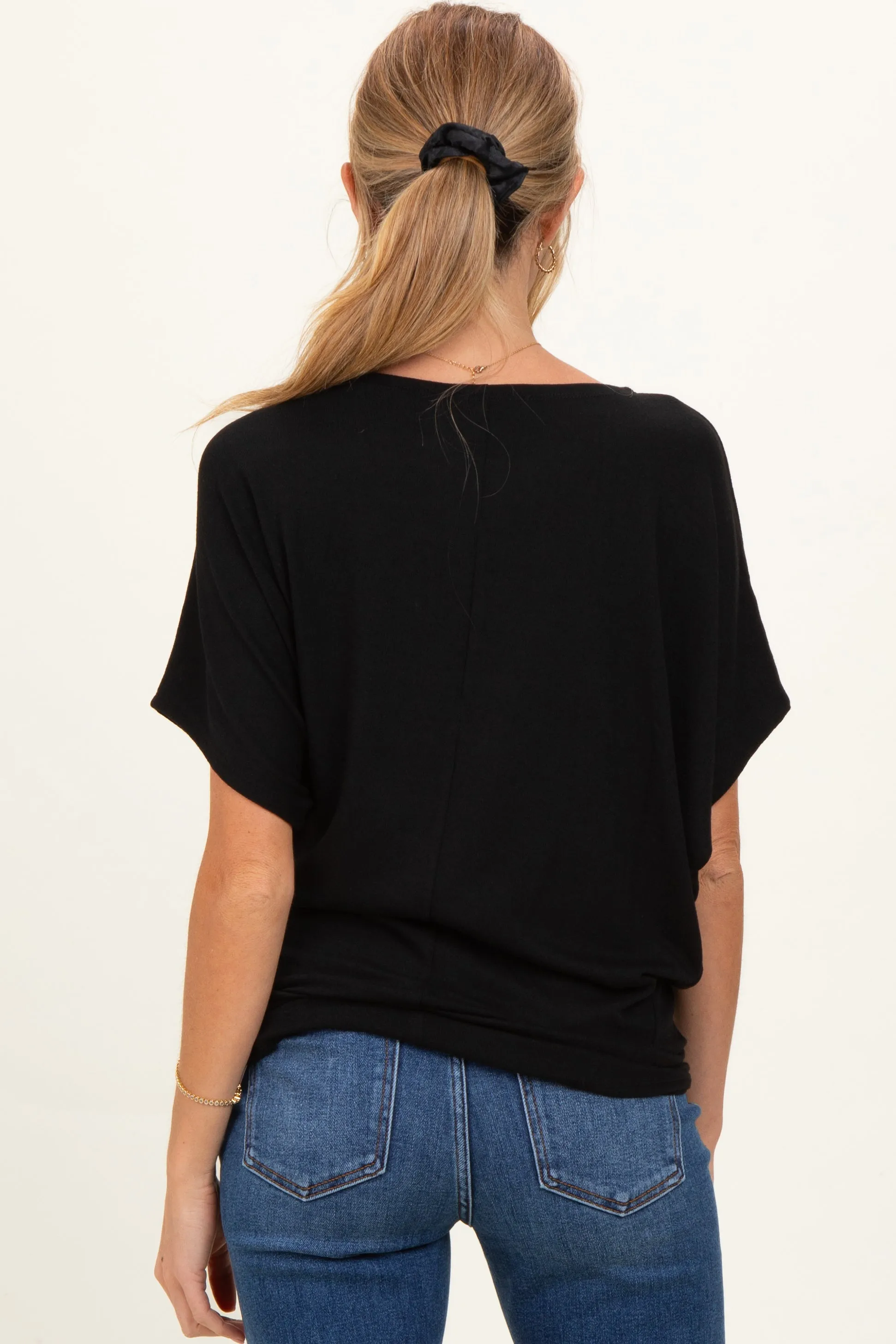 Black Dolman Sleeve Boat Neck Maternity Top sold by Pinkblush product image thumbnail 4