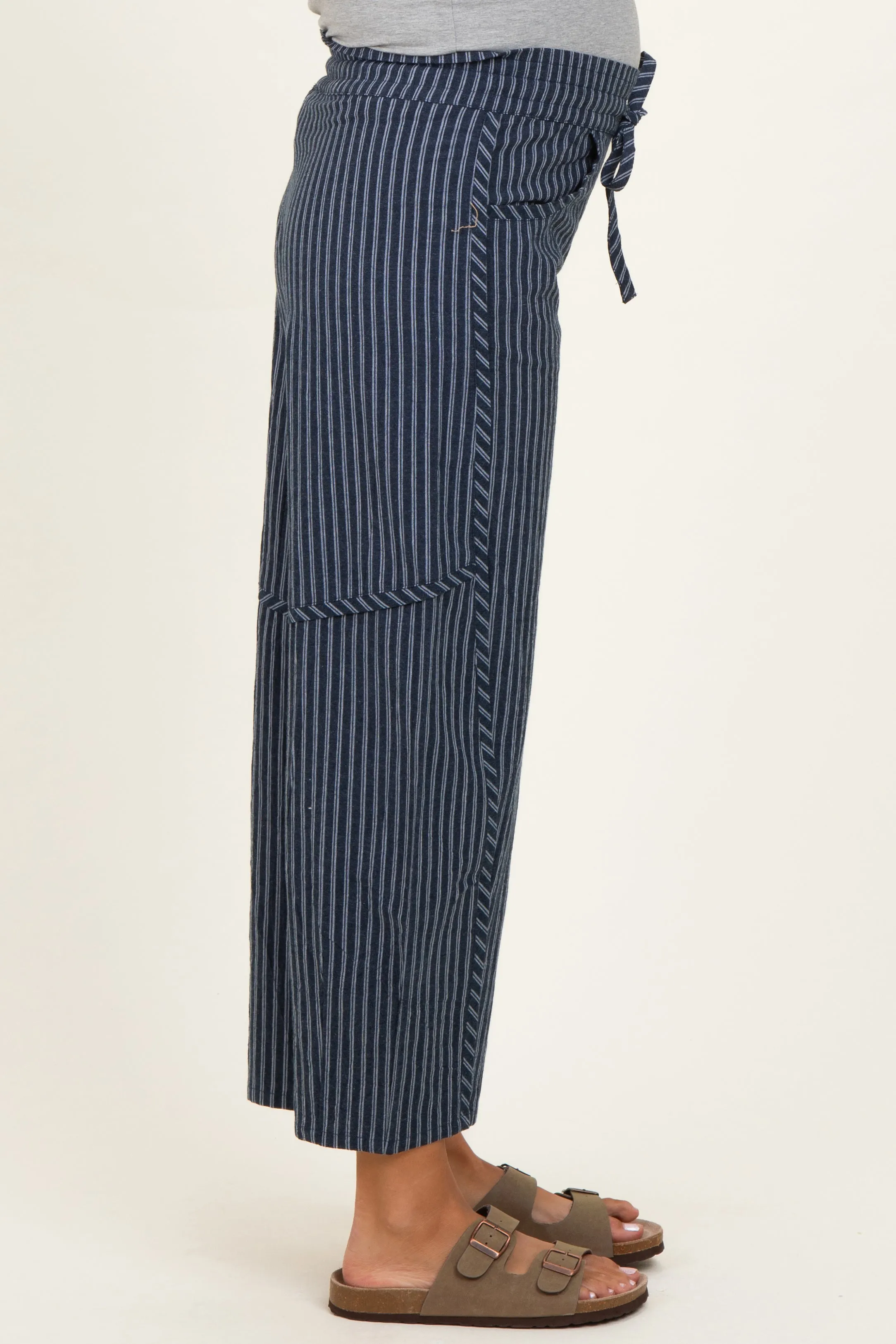 Indigo Pinstripe Drawstring Maternity Pants sold by Pinkblush product image thumbnail 3