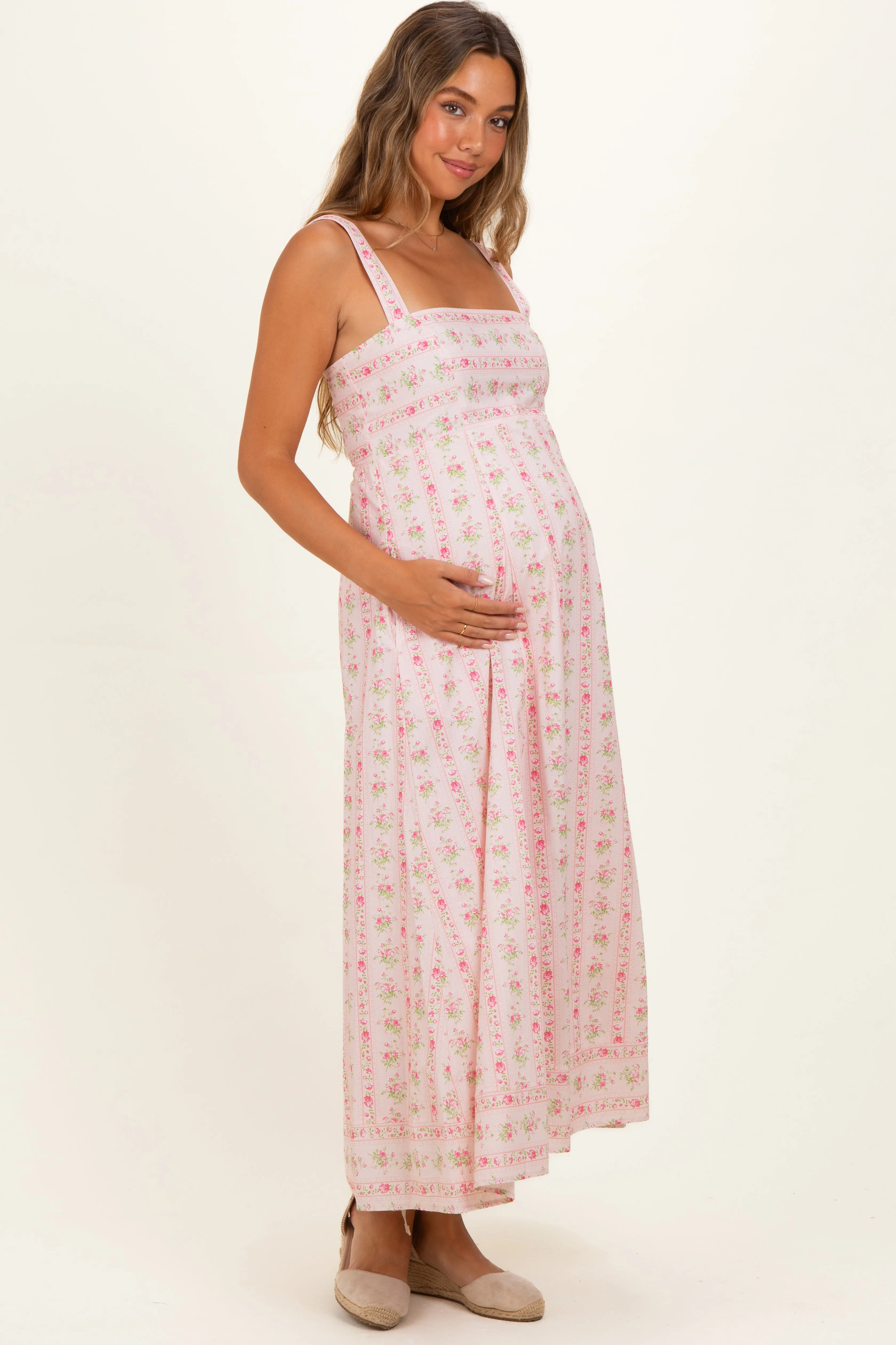 Pink Peony Floral Maternity Maxi Dress sold by Pinkblush product image thumbnail 2