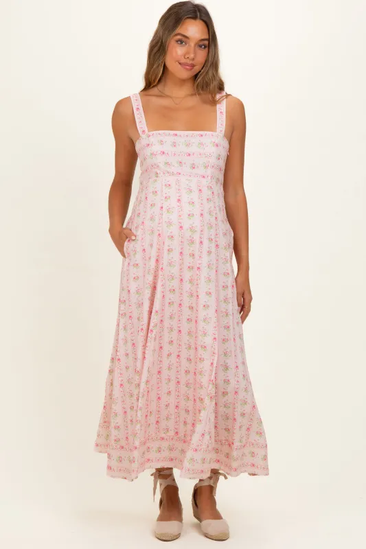 Pink Peony Floral Maternity Maxi Dress made by Inloom