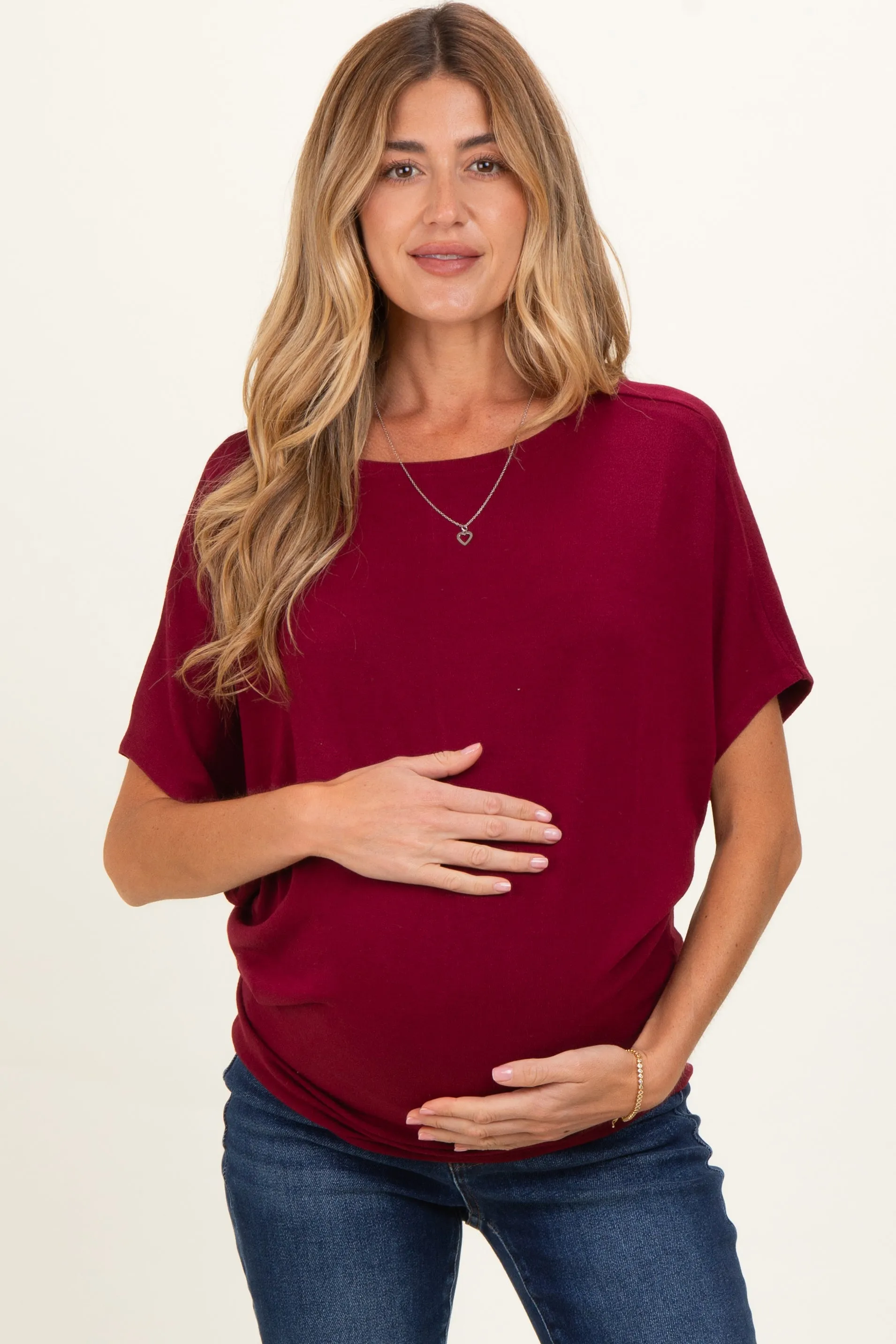 Cabernet Dolman Sleeve Boat Neck Maternity Top sold by Pinkblush product image thumbnail 2