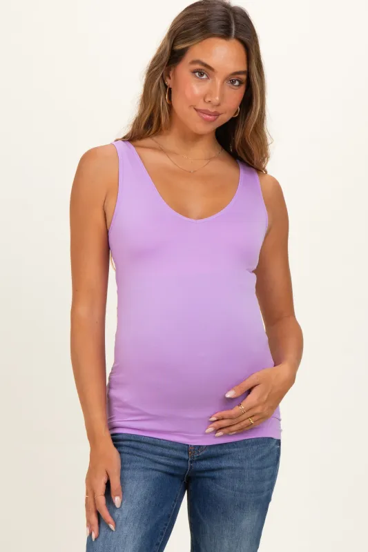 Lavender Sleeveless Fitted Maternity Tank Top made by Zenana Outfitters