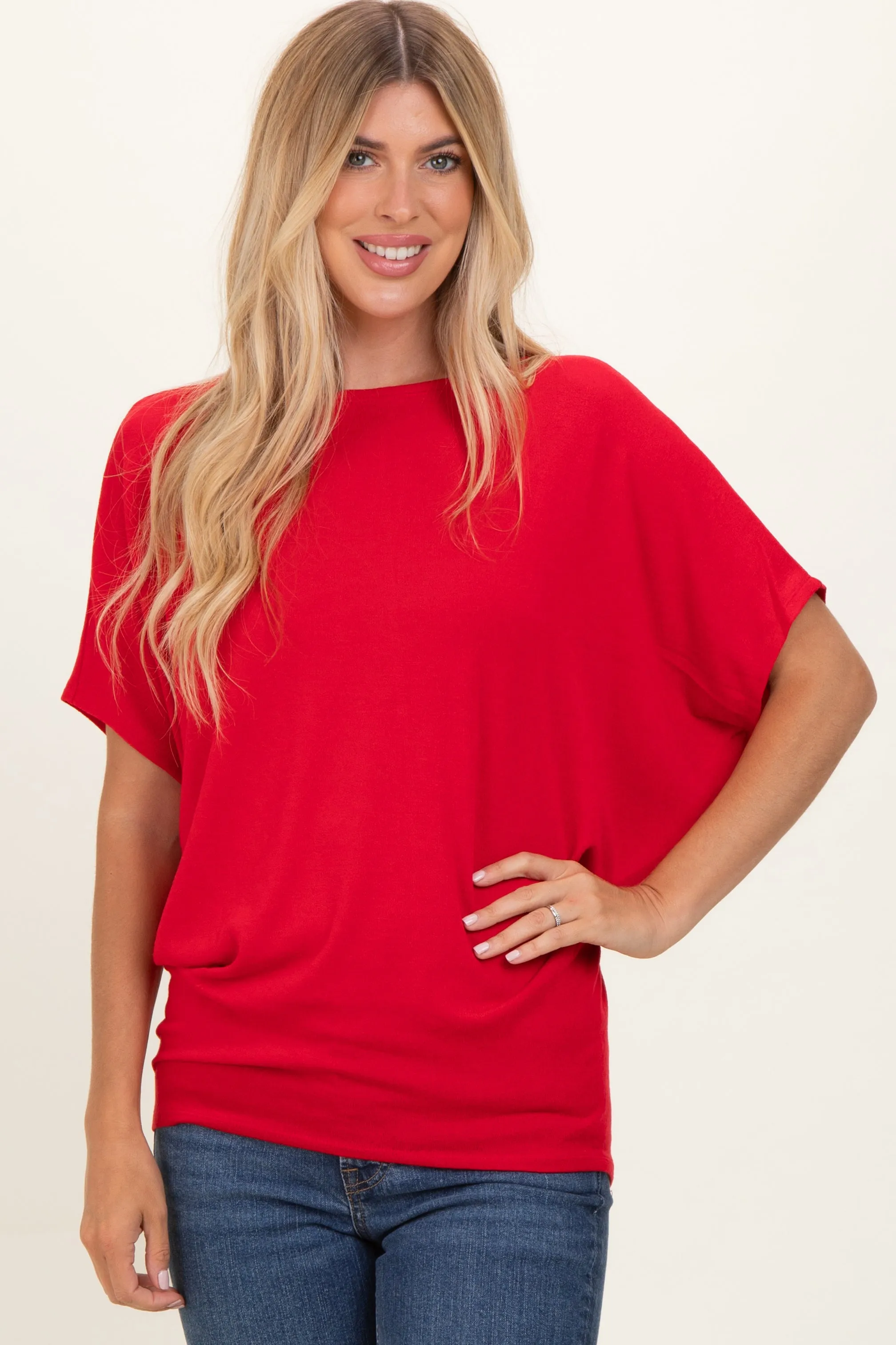 Ruby Dolman Sleeve Boat Neck Top sold by Pinkblush
