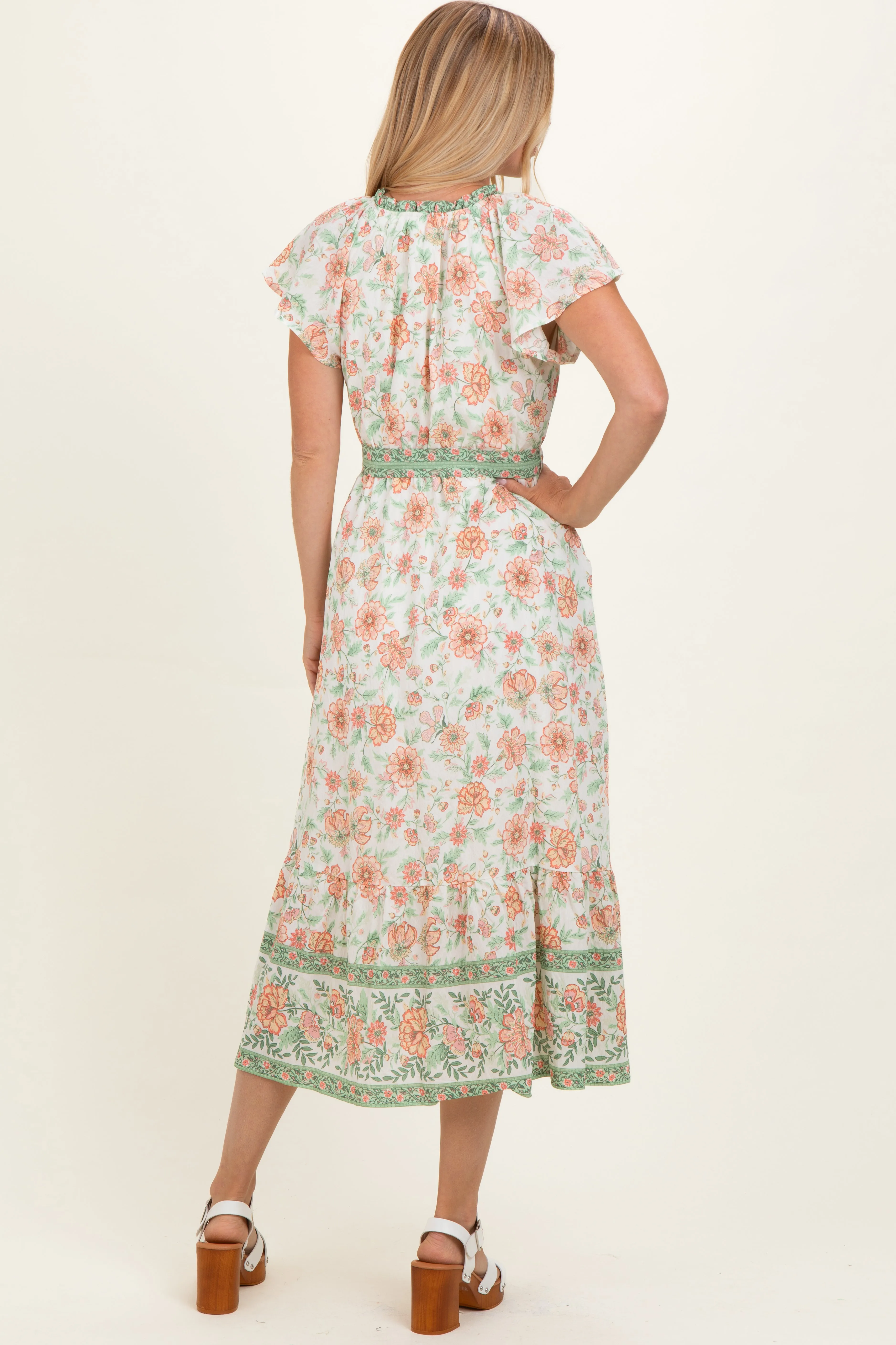 Olive Contrast Floral Shirt Dress sold by Pinkblush product image thumbnail 4