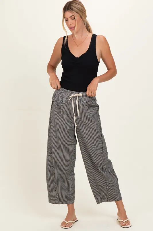 Black Striped Relaxed Fit Pants made by Pinkblush