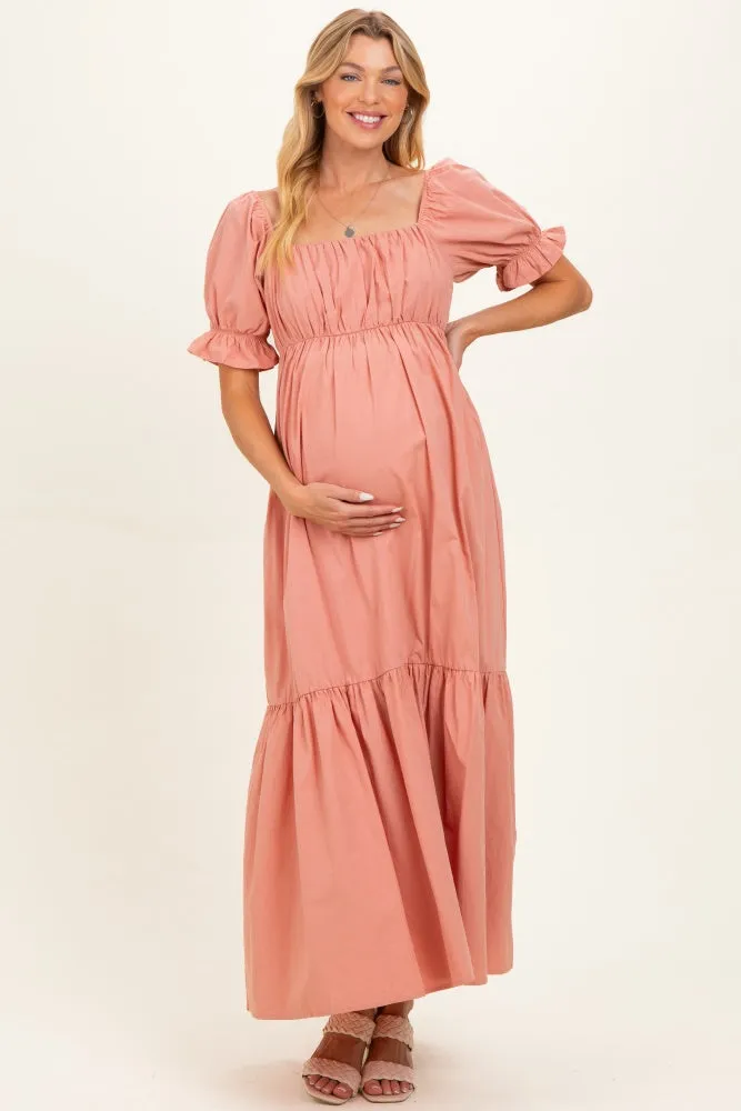 Rose Pink Open Back Ribbon Tie Maternity Maxi Dress sold by Pinkblush product image thumbnail 2