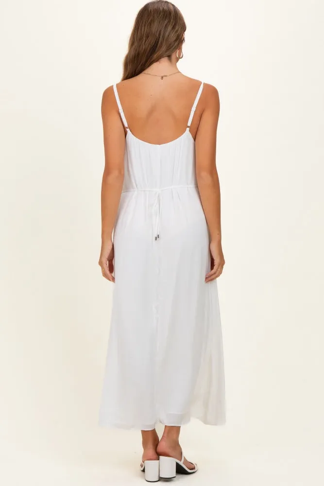 Off White Sleeveless Flower Belt Maxi Dress sold by Pinkblush product image thumbnail 2