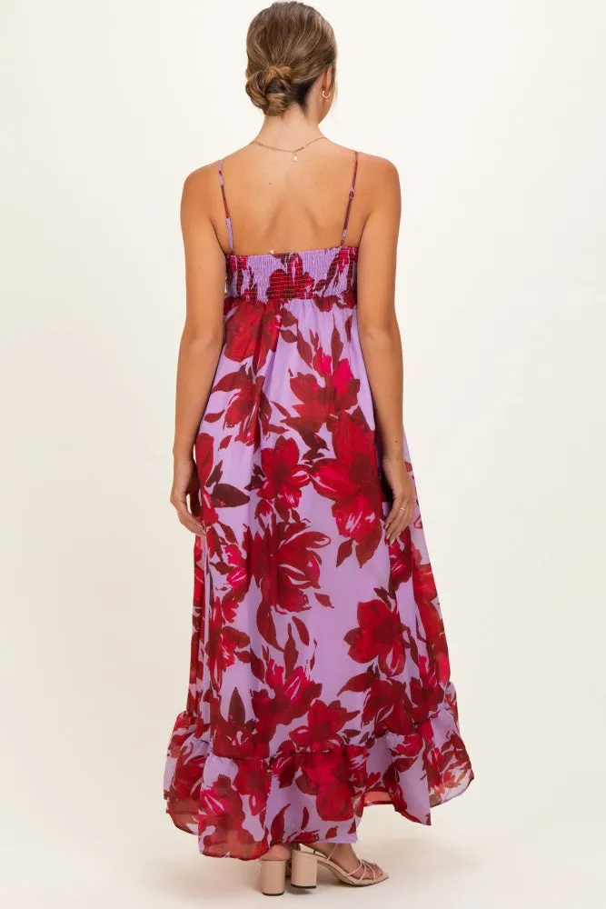 Lavender Floral Ruffle Hem Maternity Maxi Dress sold by Pinkblush product image thumbnail 3