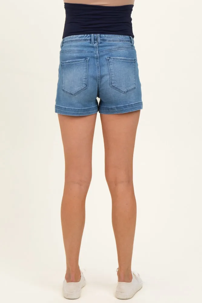 Blue Classic Wash Maternity Denim Shorts sold by Pinkblush product image thumbnail 5