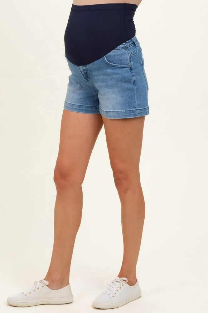 Blue Classic Wash Maternity Denim Shorts sold by Pinkblush product image thumbnail 4