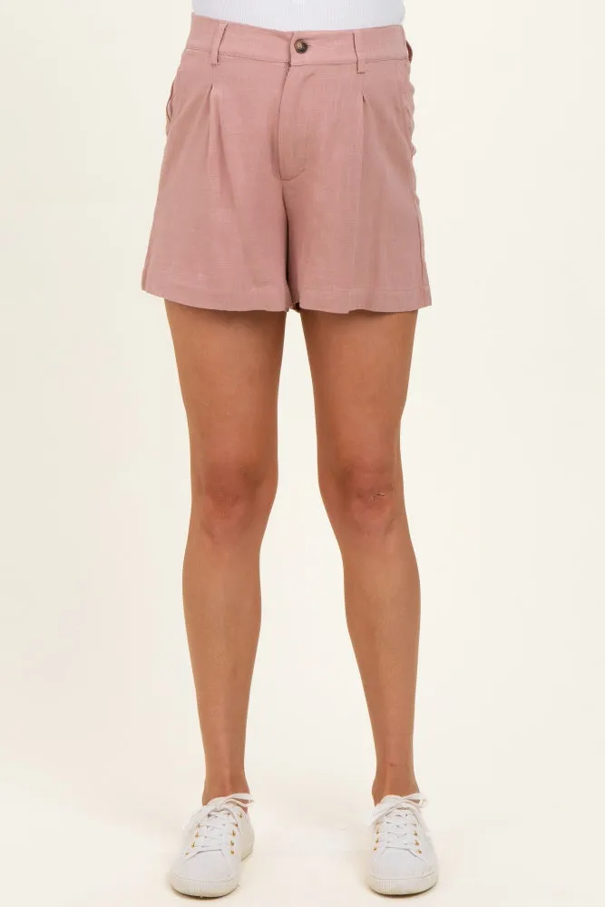 Dusty Mauve Linen Blend Maternity Shorts sold by Pinkblush product image thumbnail 3