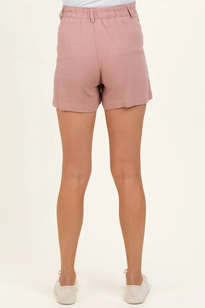 Dusty Mauve Linen Blend Maternity Shorts sold by Pinkblush product image thumbnail 5