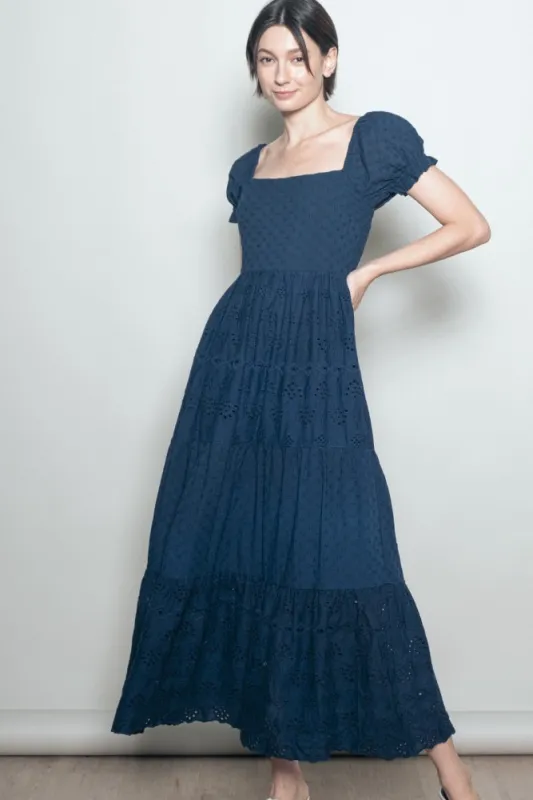 Midnight Embroidered Eyelet Lace Maxi Dress made by Pinkblush
