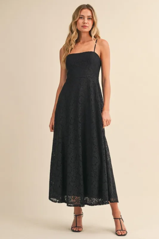 Black Lace Sleeveless Midi Dress made by Klesis
