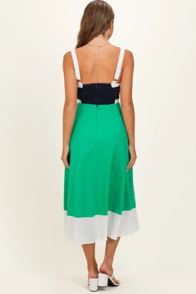 Navy Green Colorblock Sleeveless Maternity Midi Dress sold by Pinkblush product image thumbnail 3