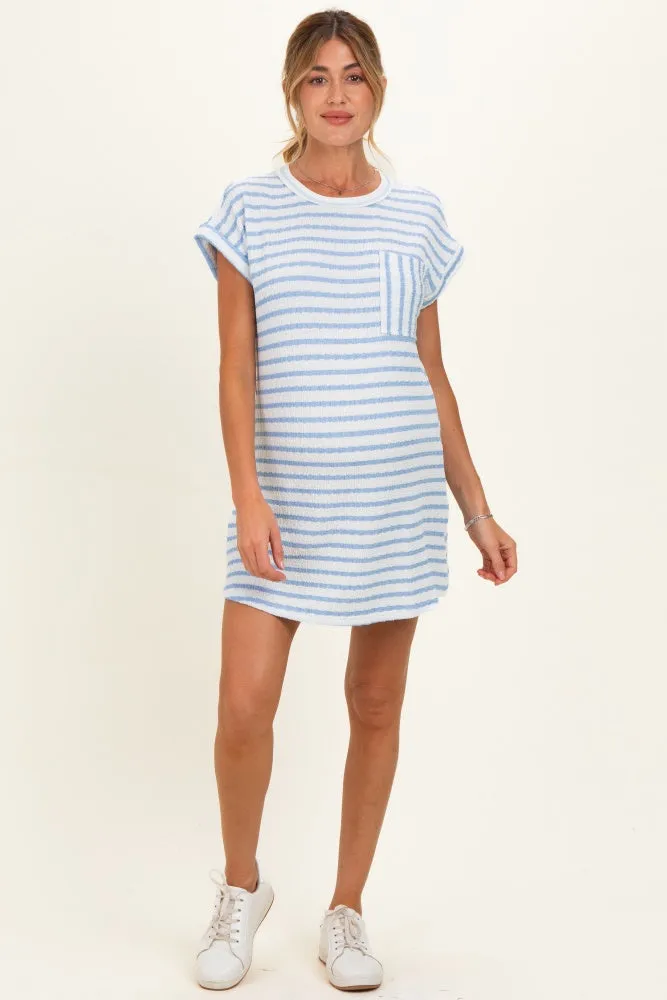 Light Blue Textured Stripe Knit Maternity T-Shirt Dress sold by Pinkblush