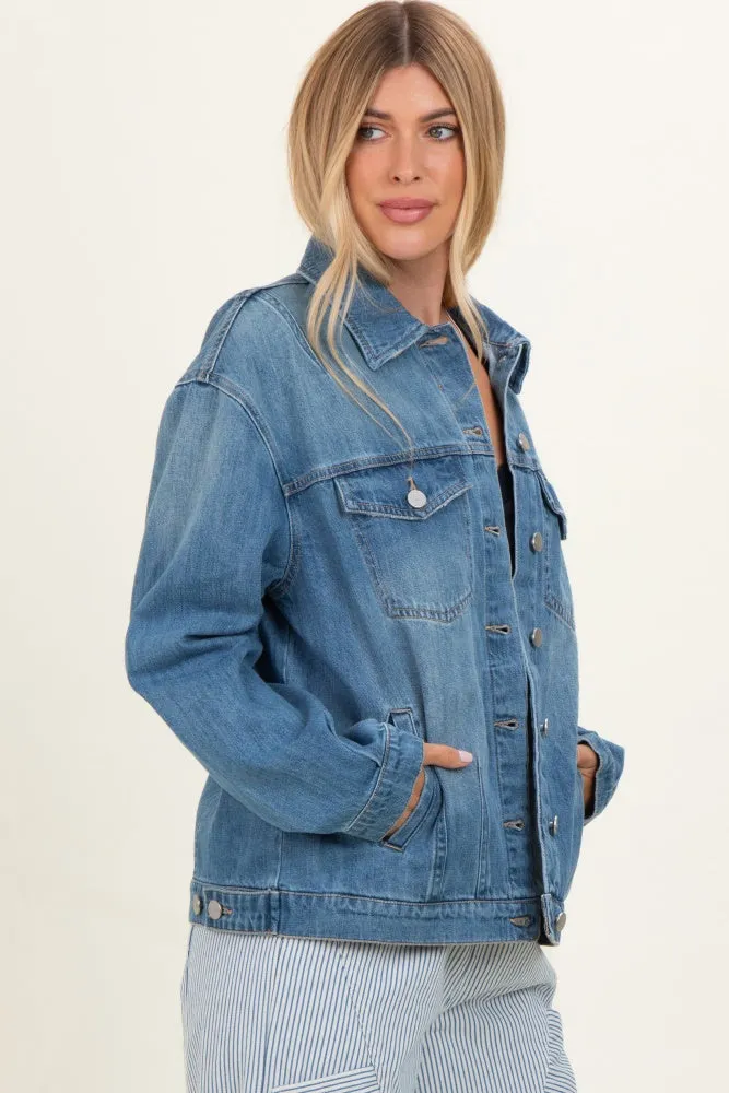 Medium Wash Oversized Denim Jackets sold by Pinkblush product image thumbnail 2