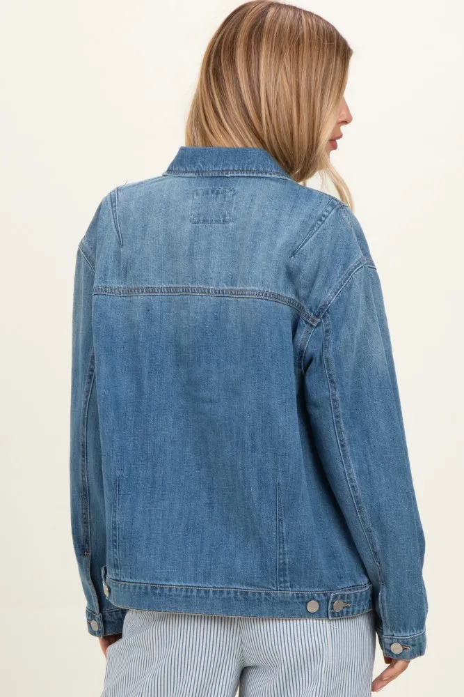 Medium Wash Oversized Denim Jackets sold by Pinkblush product image thumbnail 3