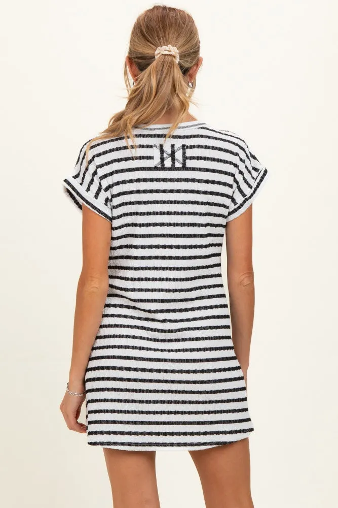 Black Textured Stripe Knit Maternity T-Shirt Dress sold by Pinkblush product image thumbnail 4