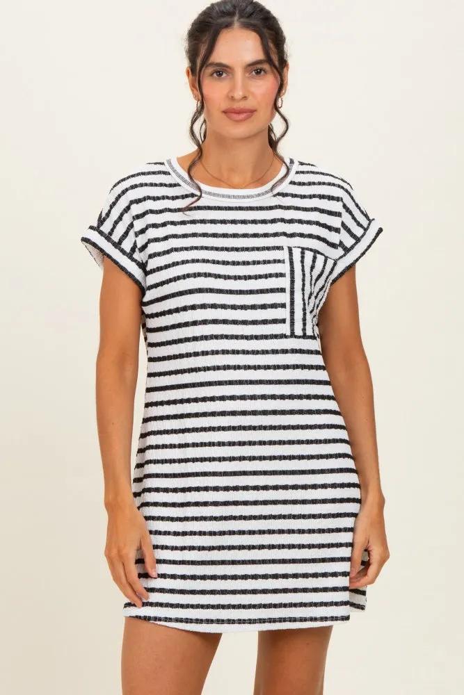 Black Textured Stripe Knit Maternity T-Shirt Dress sold by Pinkblush product image thumbnail 5