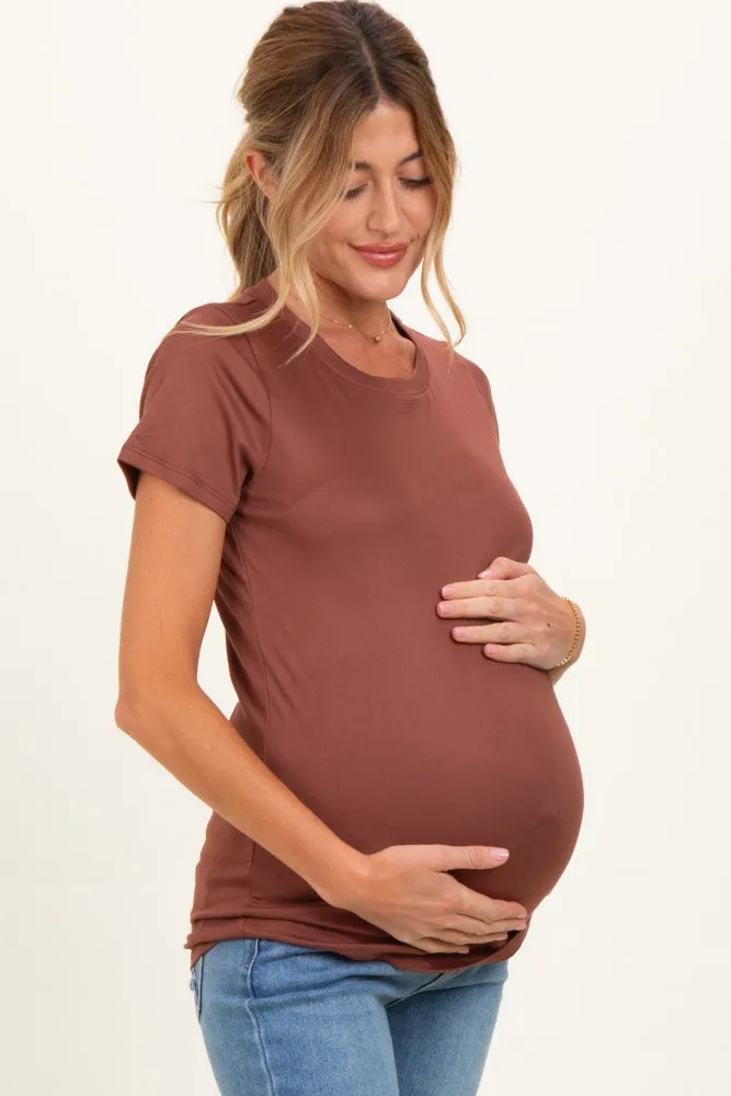 Rust Basic Crew Neck Maternity Tee sold by Pinkblush product image thumbnail 2