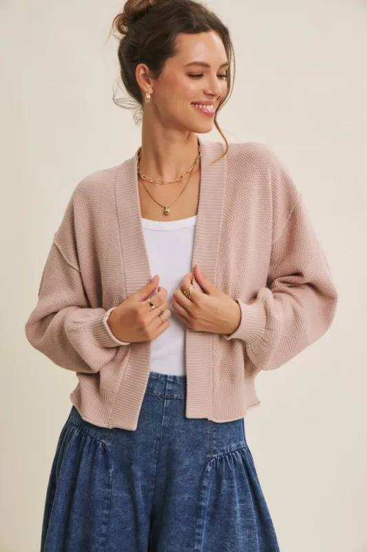 Blush Waffle Knit Balloon Sleeve Cardigan made by In February