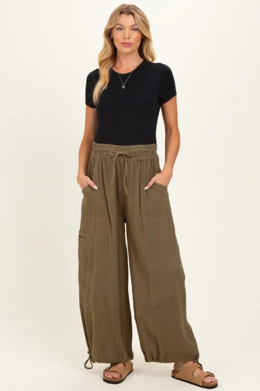 Olive Tie Hem Maternity Pants made by Bluivy