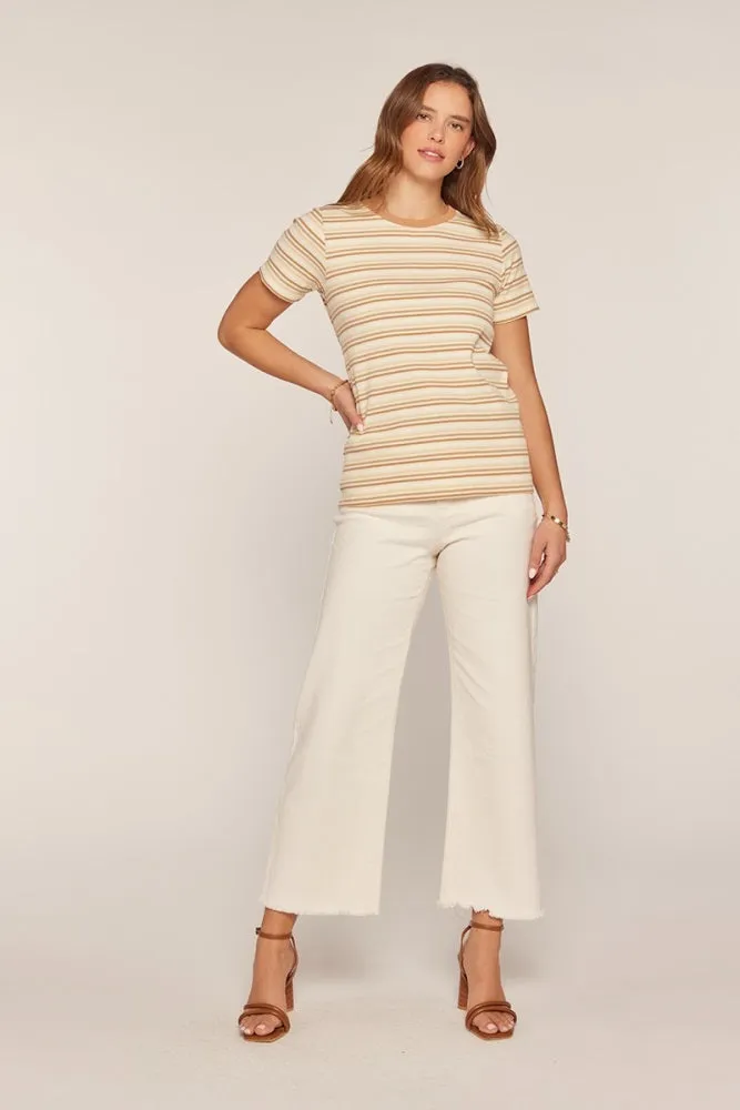 Cream Ribbed Striped T-Shirt sold by Pinkblush product image thumbnail 3