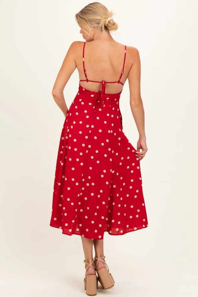 Red Polka Dot Open Back Maternity Maxi Dress sold by Pinkblush product image thumbnail 3